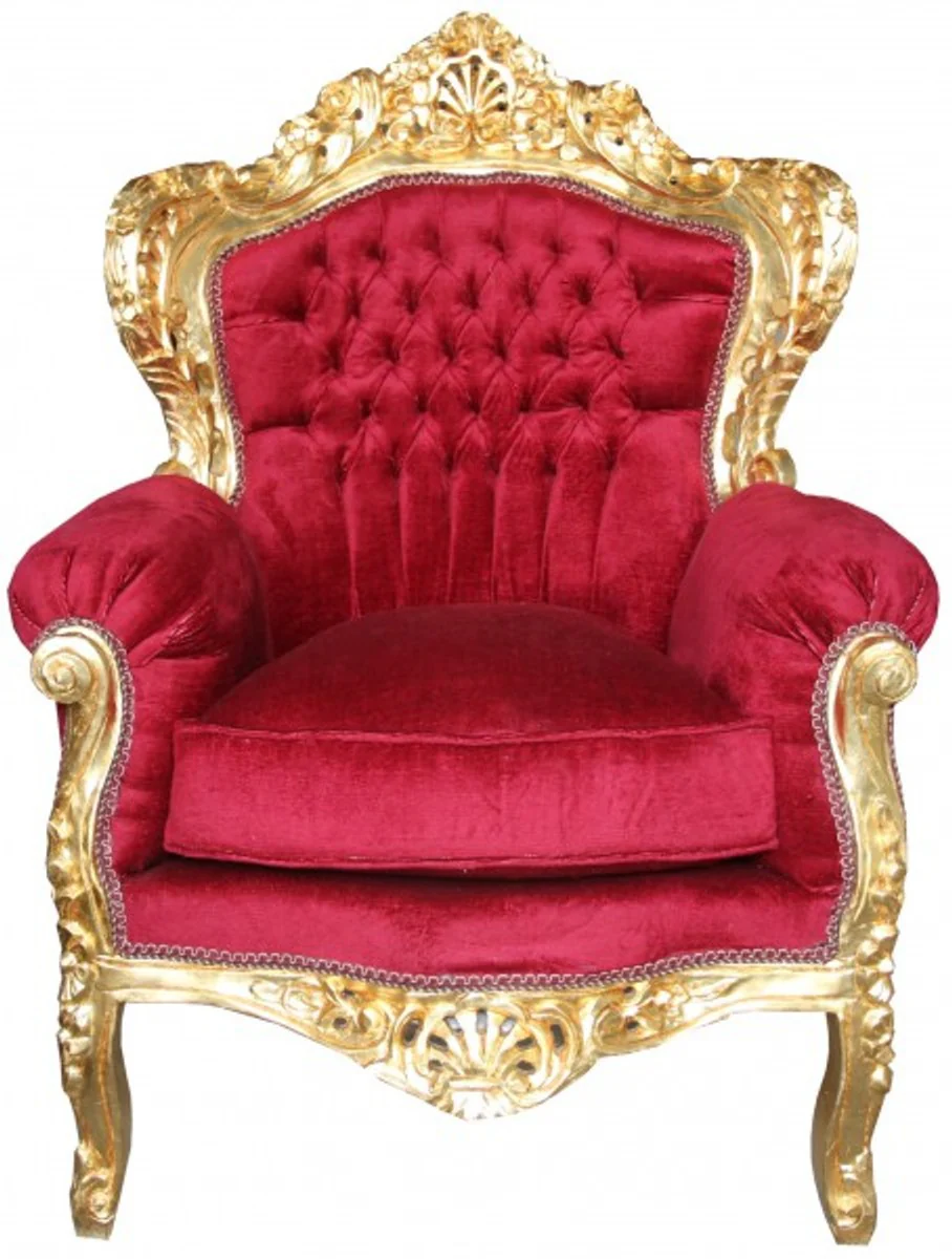 Baroque armchair Bordeaux red / gold furniture antique style