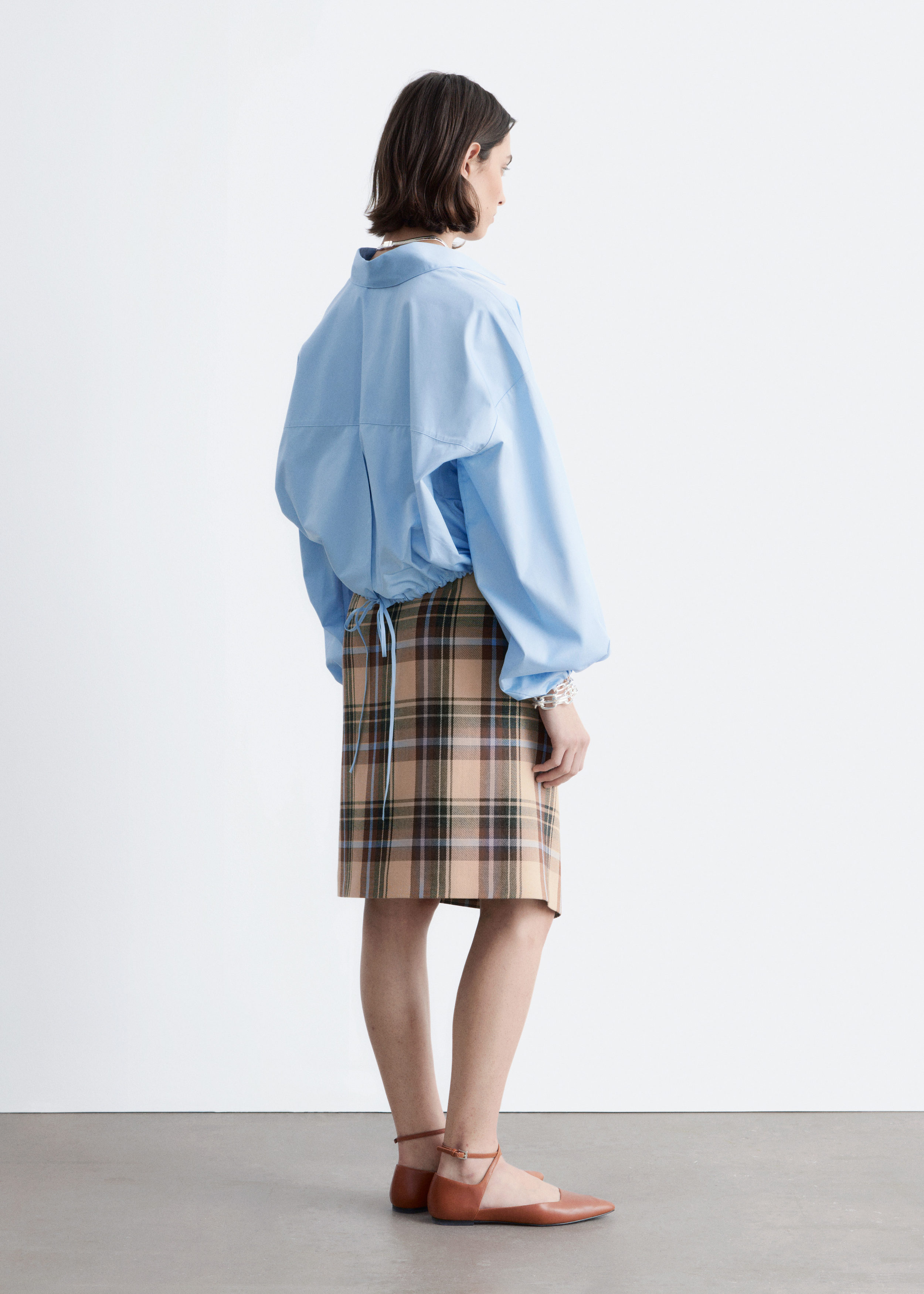 & Other Stories KNEE-LENGTH TARTAN WRAP SKIRT
