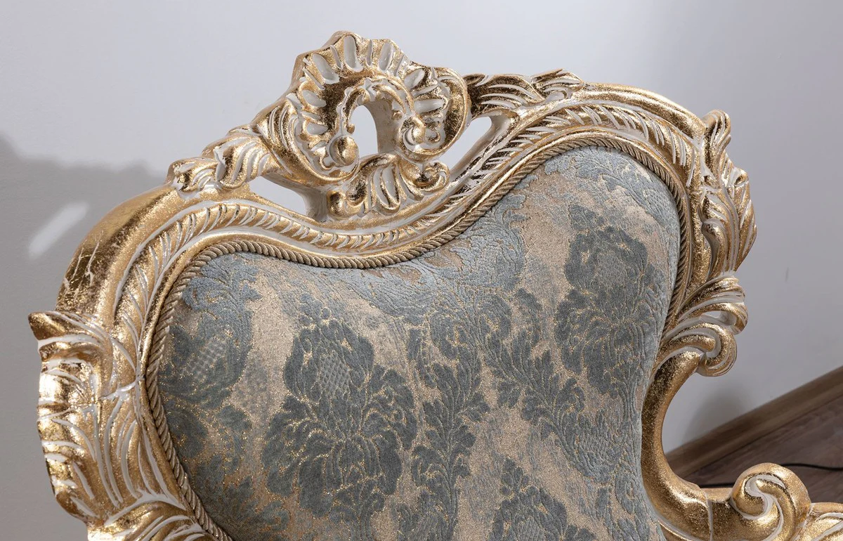 Luxury Baroque Living Room Set Green / Antique Gold - 2 Baroque Sofas & 2 Baroque Armchairs & 1 Baroque Coffee Table - Luxury Living Room Furniture in Baroque Style - Baroque Furniture