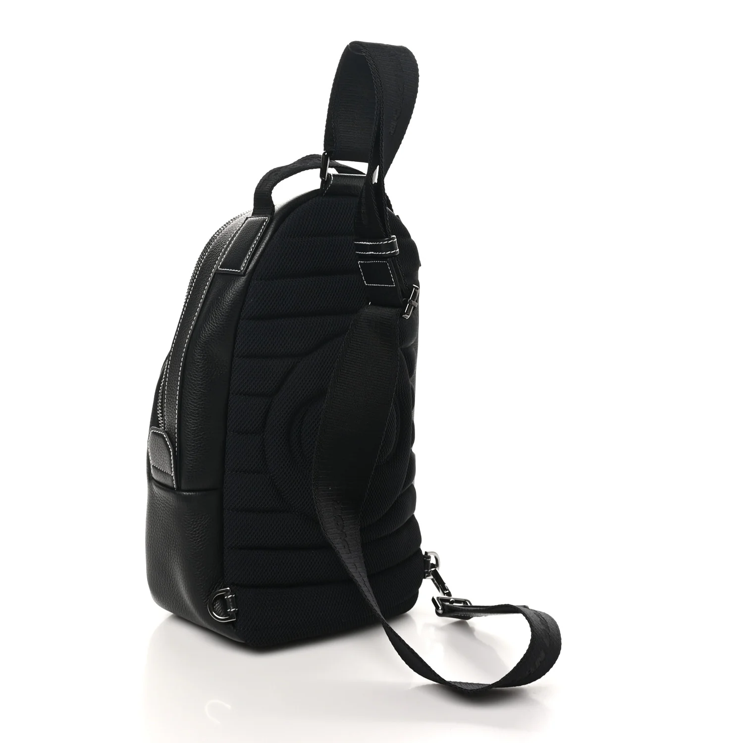 X PETER DOIG Grained Calfskin Slingbag Backpack Black - Top Club