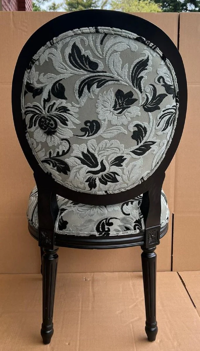 Luxury Baroque Dining Room Chair Gray / Black - Handmade Antique Style Chair with Elegant Pattern - Dining Room Furniture in Baroque Style - Baroque Furniture - Baroque Furnishings