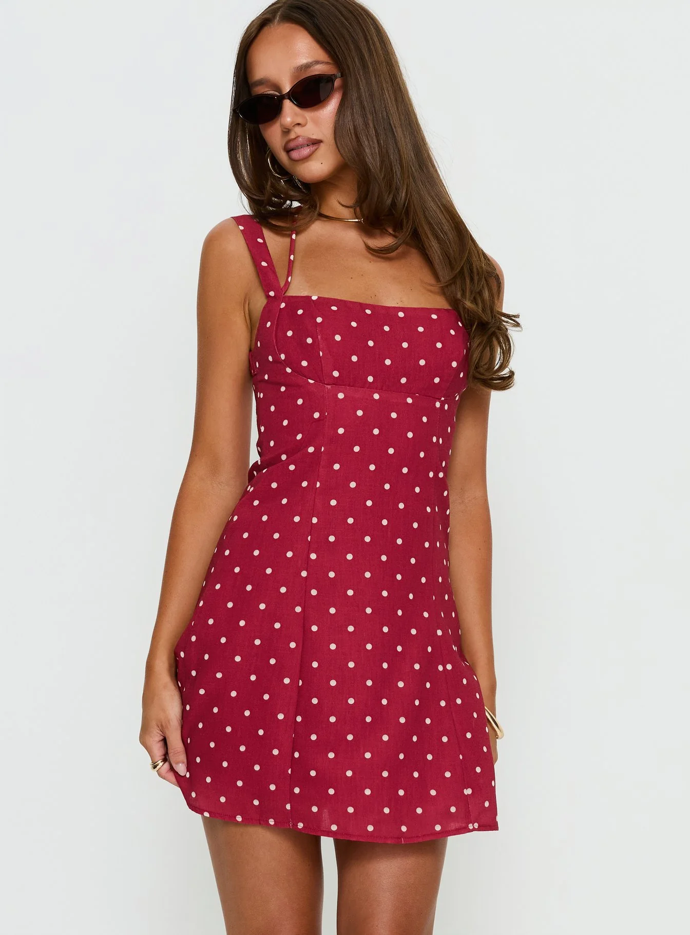 Kourtnae Halter Mini Dress Red Polka Dot