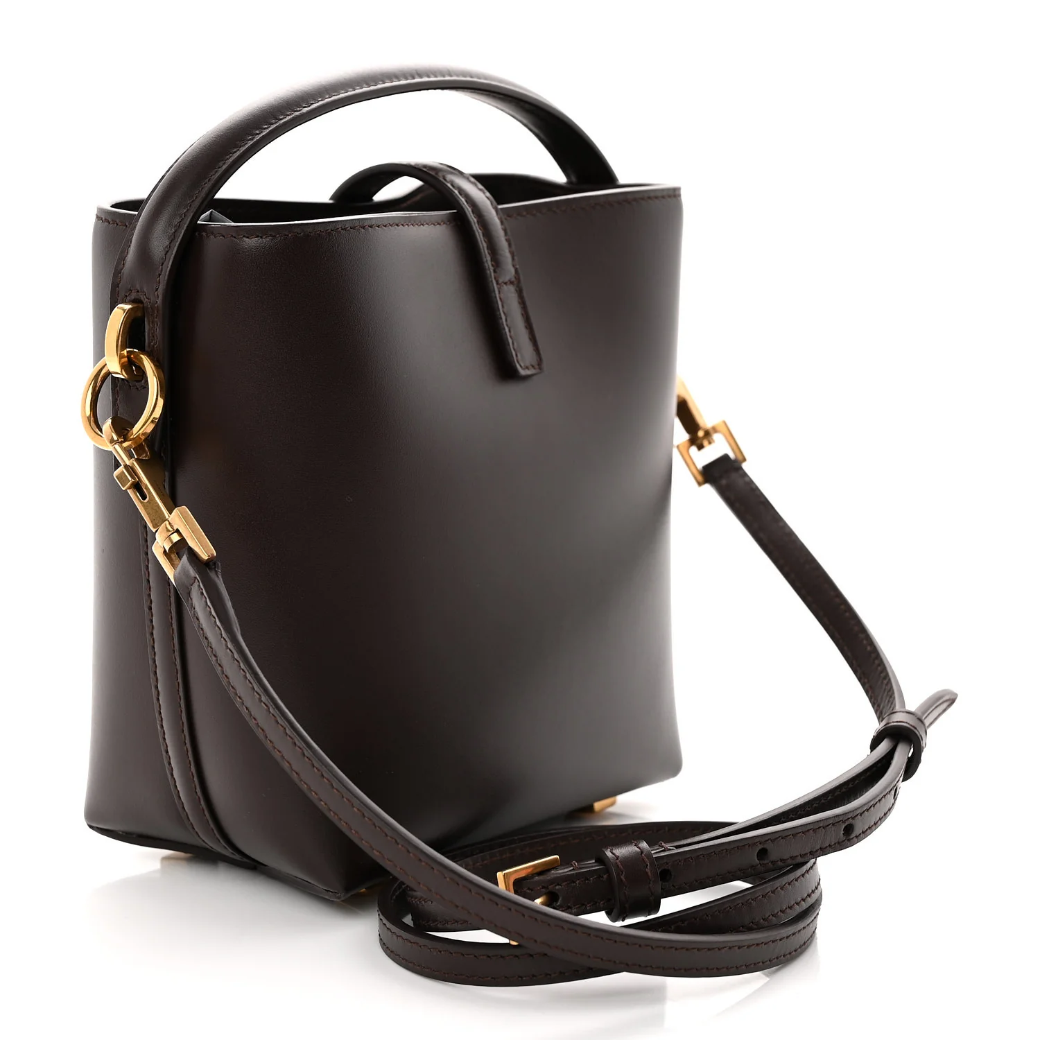 Shiny Calfskin Le 37 Mini Bucket Bag Dark Sweet Chocolate - Top Club