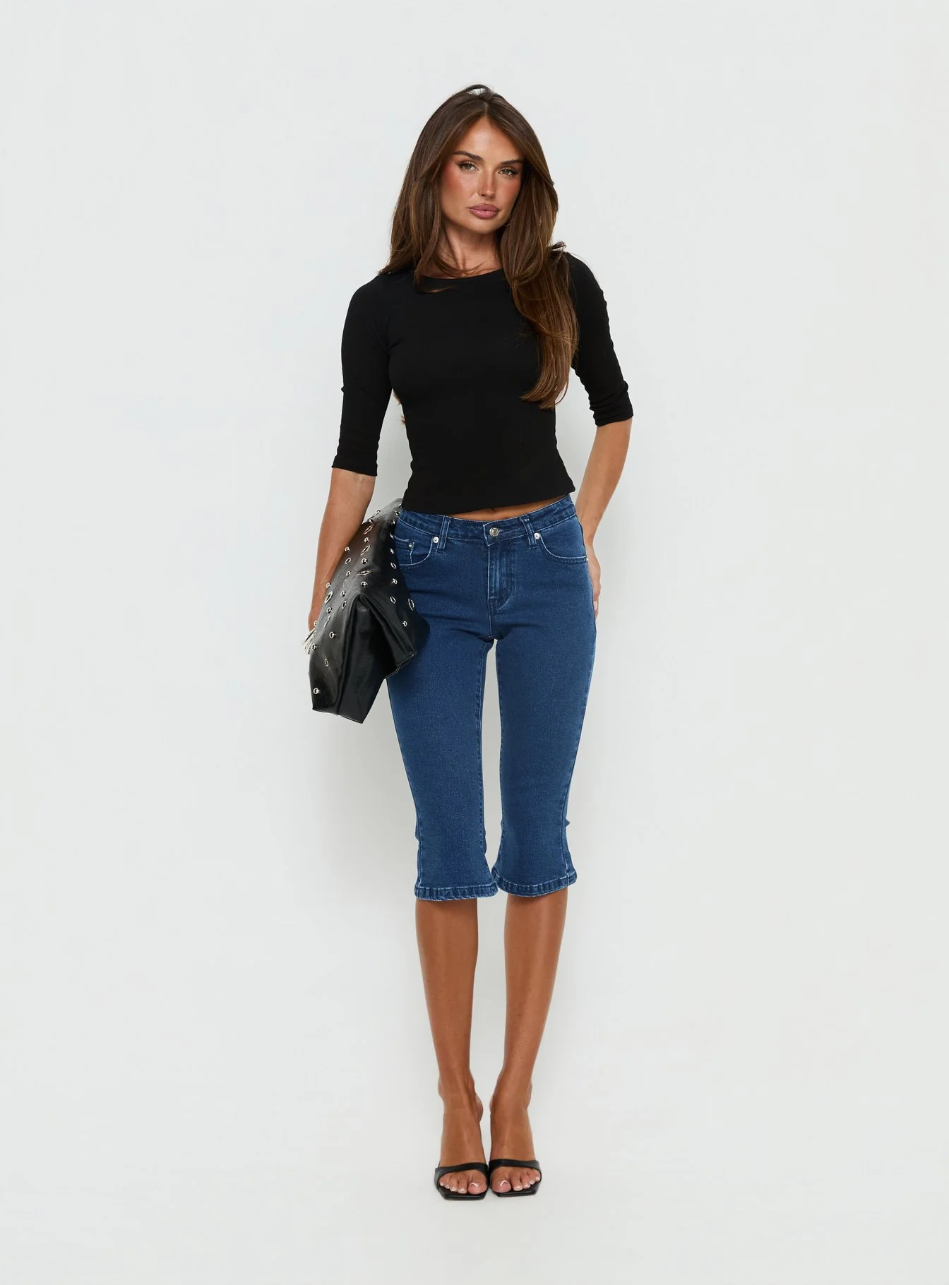 Kissimo Kick Flare Capri Pants Indigo Blue