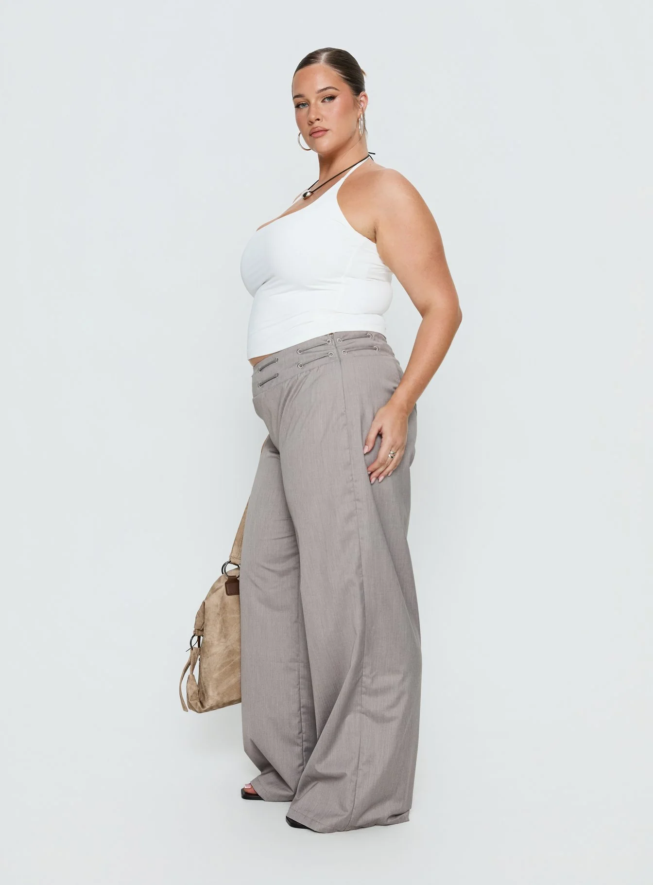 Just Have Fun Wide Leg Pant Grey Curve