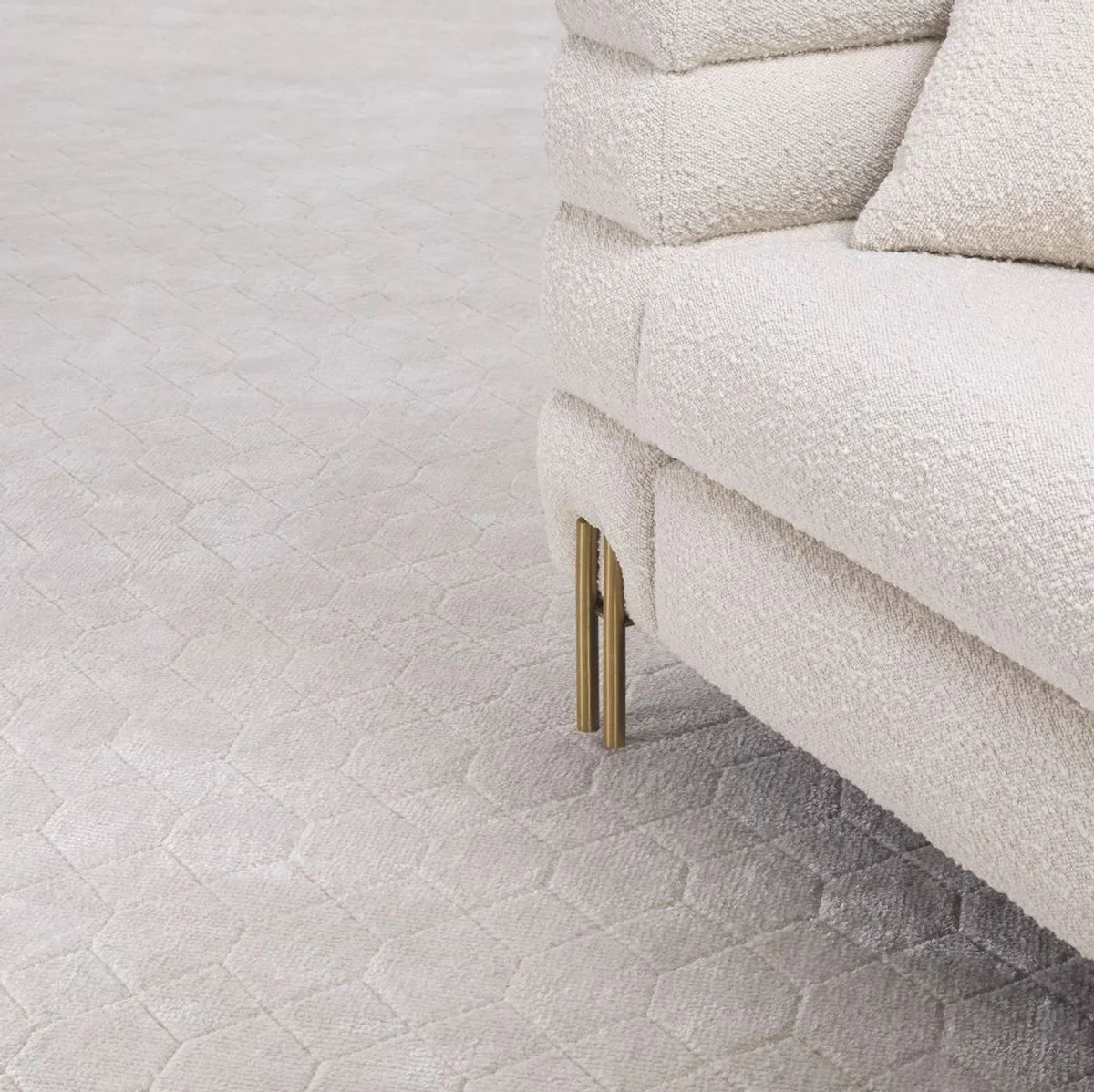 Luxury viscose & wool carpet beige 300 x 400 cm - handwoven living room & hotel carpet - living room decoration accessories - luxury quality
