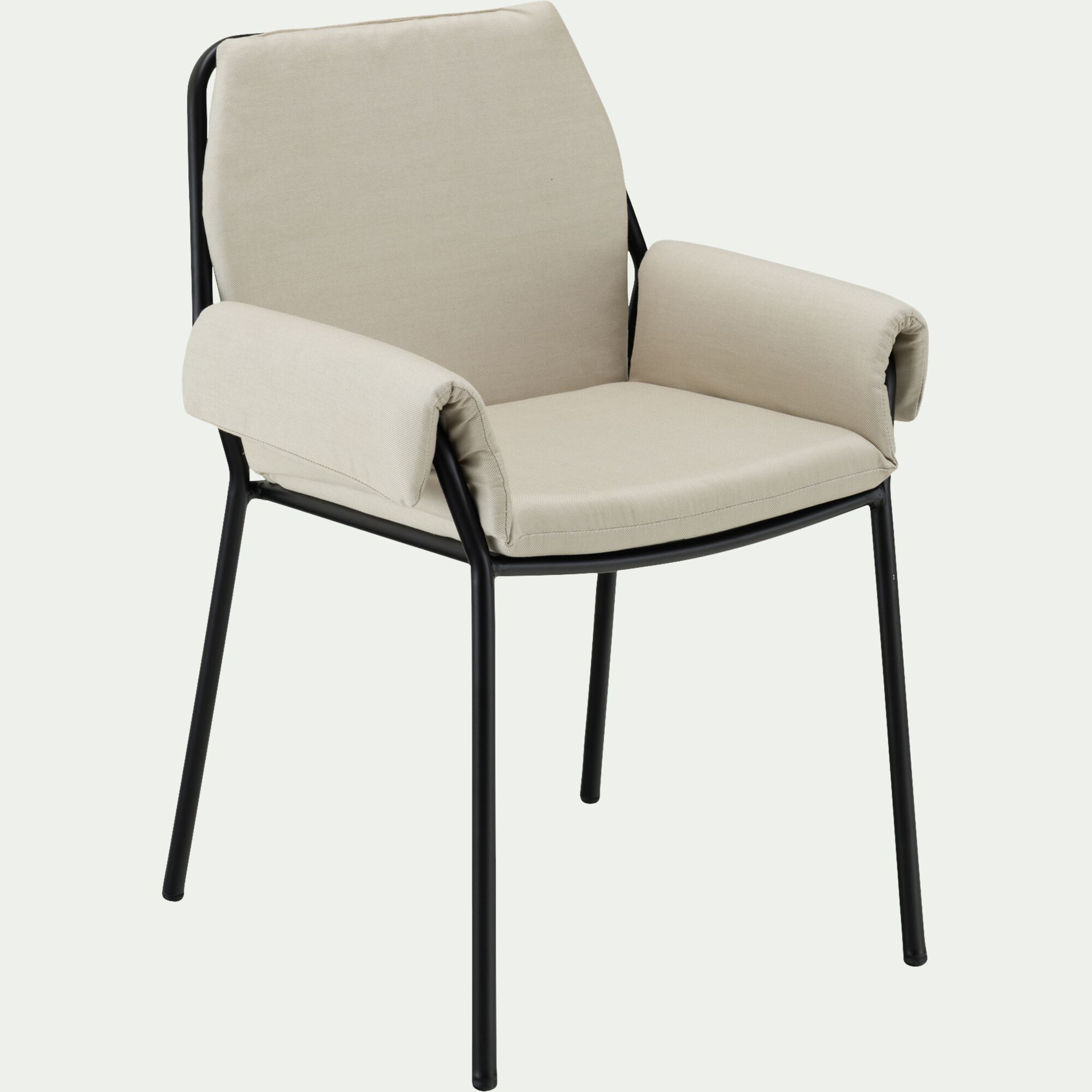 ORISTANO - Chaise de jardin rembourrée avec accoudoirs en acier et tissu - beige