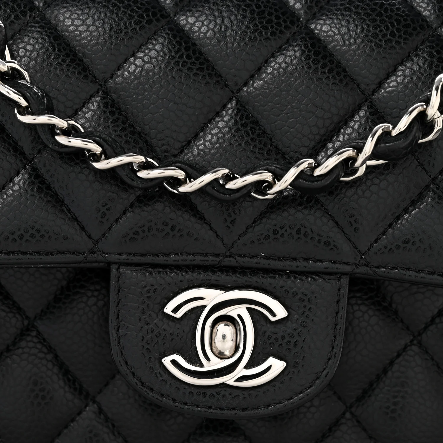 Caviar Quilted Small Double Flap Black - Top Club