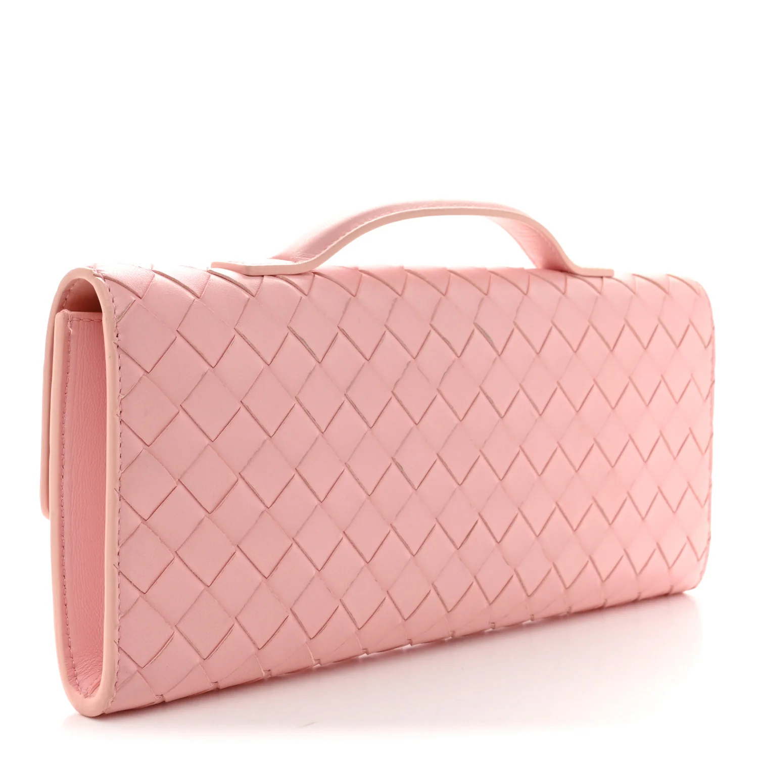 Nappa Intrecciato Long Andiamo Top Handle Clutch Rose - Top Club