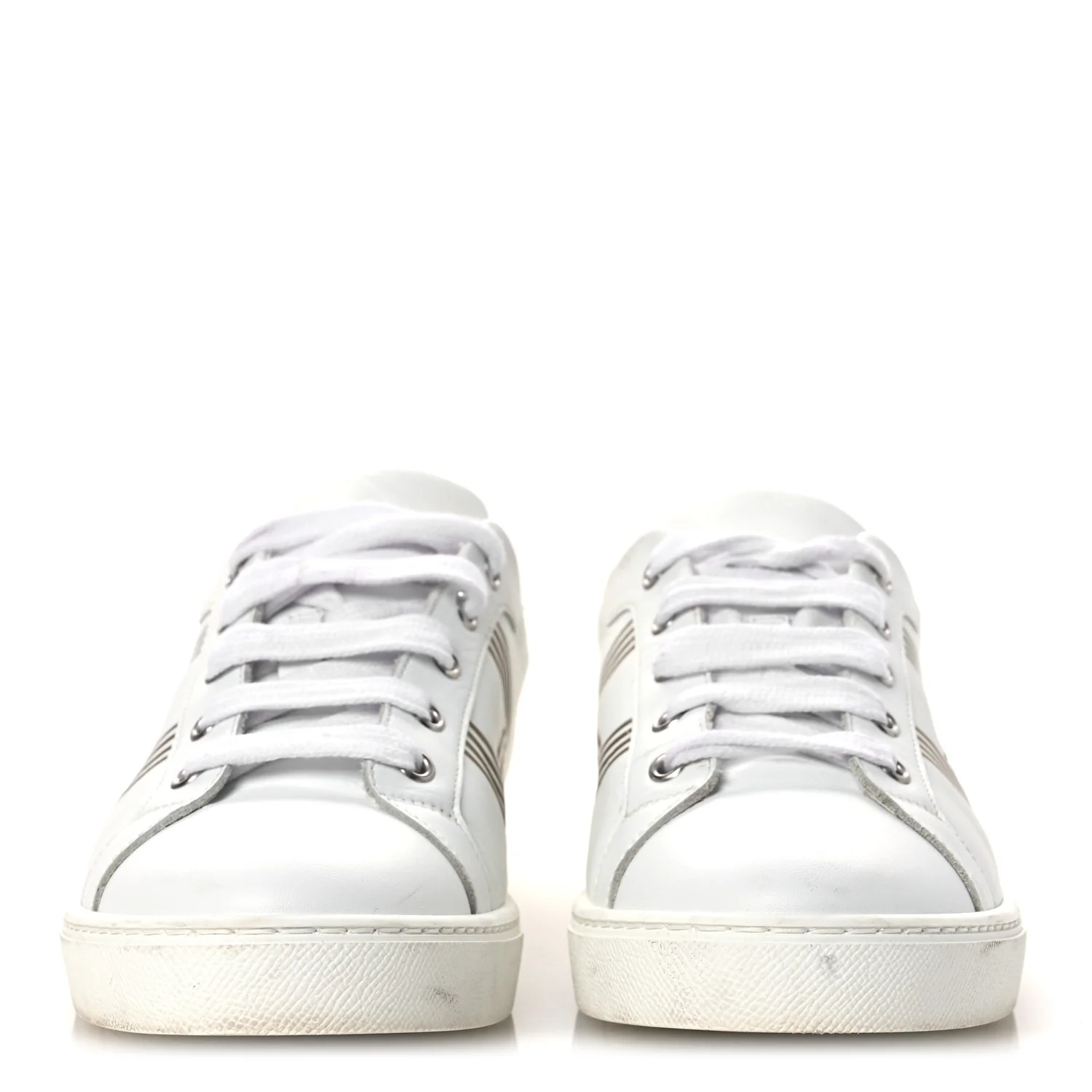 Metallic Calfskin Womens Advantage Sneakers 39.5 White Dore - Top Club