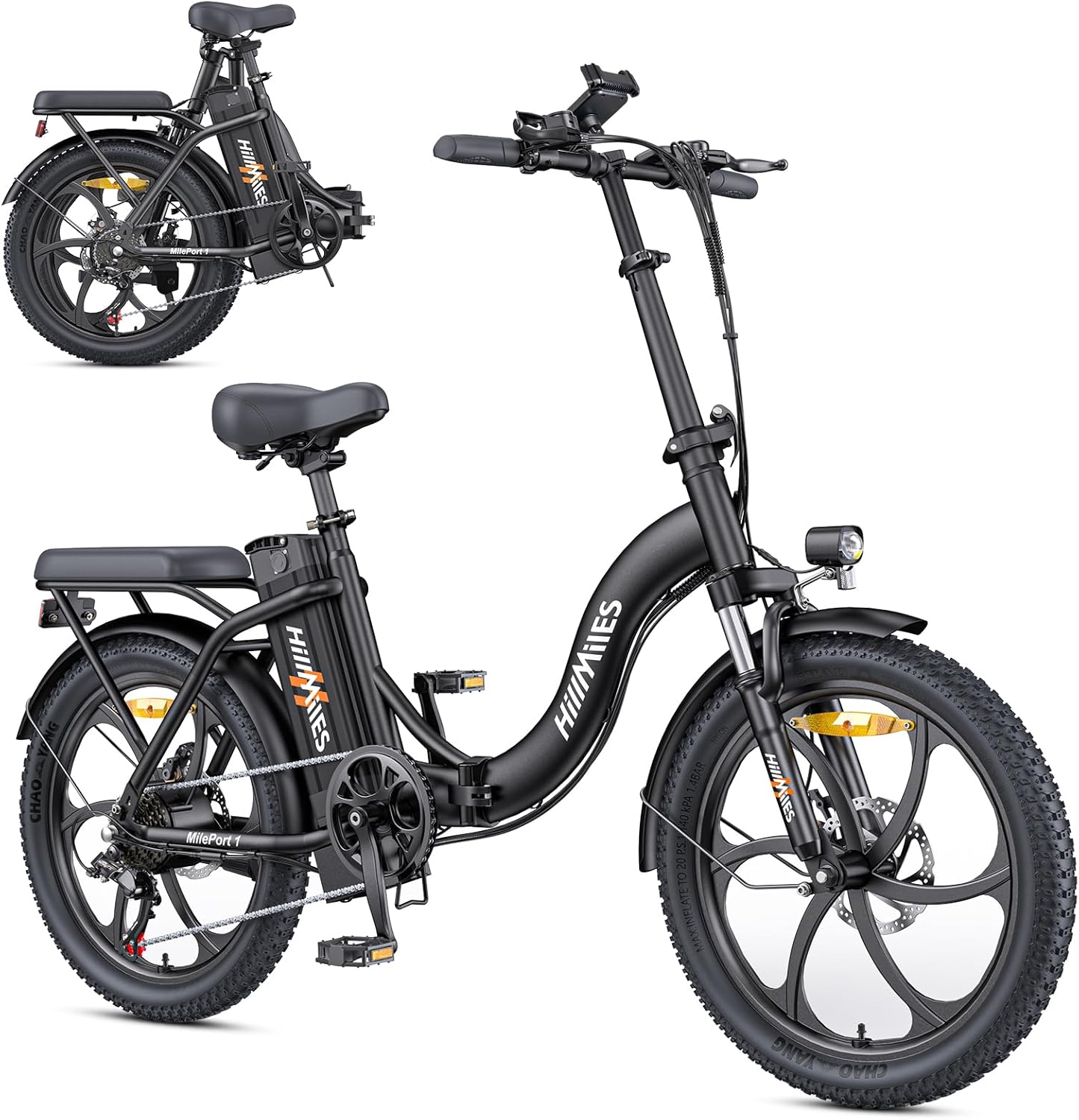 MilePort 1 Bici Elettrica Per Adulti, 36V 13AH Batteria Rimovibile 250w Motore Con 20 “*3.0” Fat Tire Pieghevole Bicicletta Elettrica, Velocità 25KM/H Gamma Fino a 100KM Città Pendolare Ebike