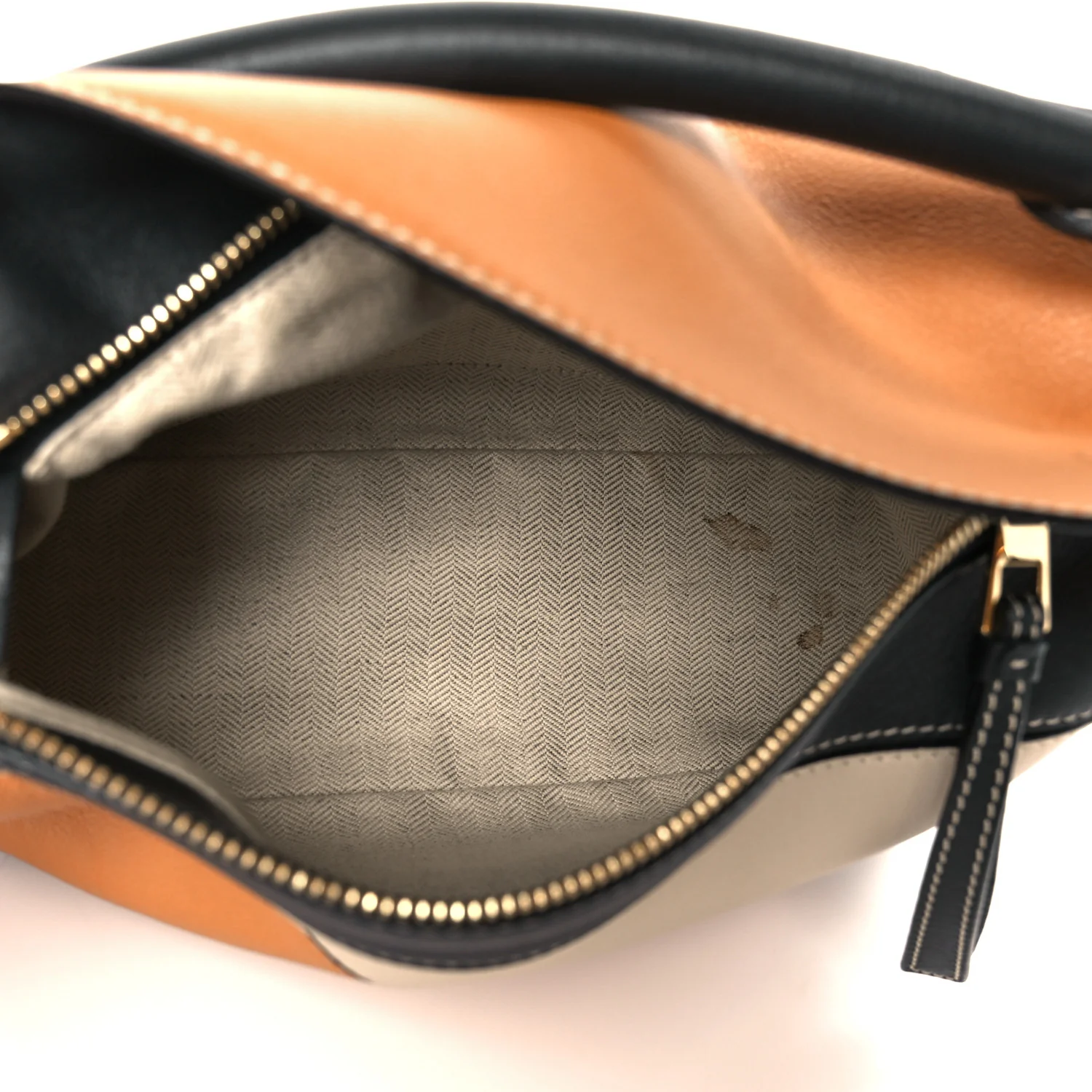 Calfskin Small Puzzle Bag Amber Light Oat Black - Top Club