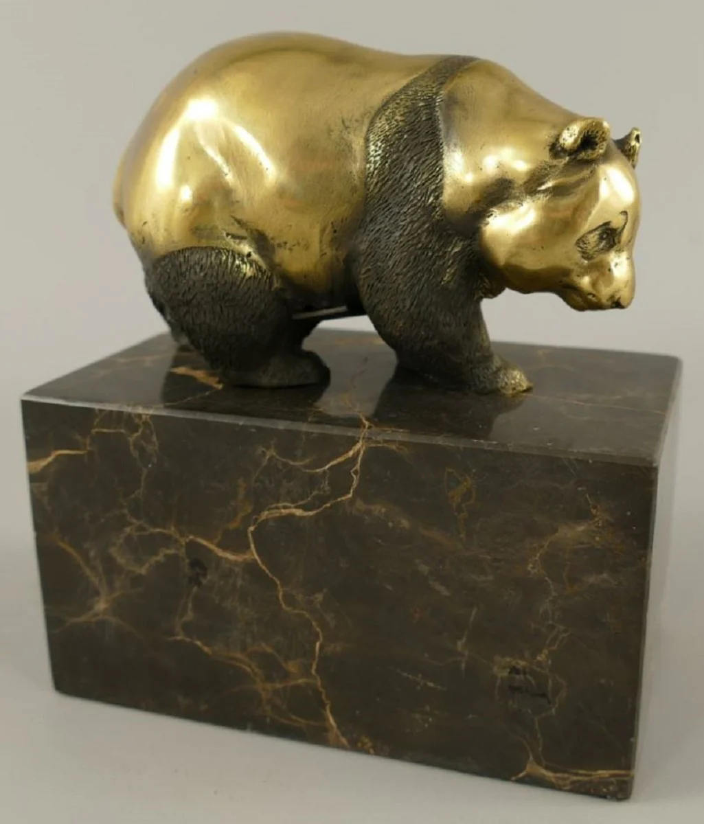 Bronze sculpture panda bear gold / black 13 x 7 x H. 15 cm - bronze figure - decorative figure - desk decoration accessories