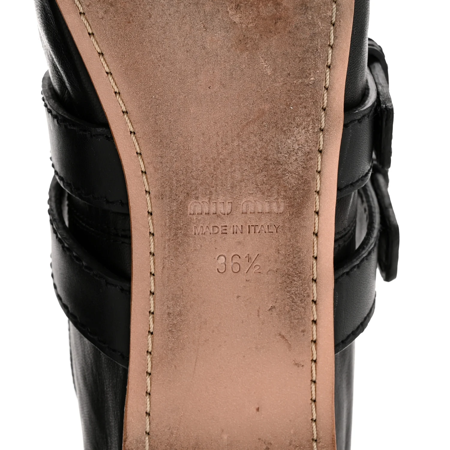 Nappa Vitello Nevada Double Buckle Ballerina Flats 36.5 Black - Top Club