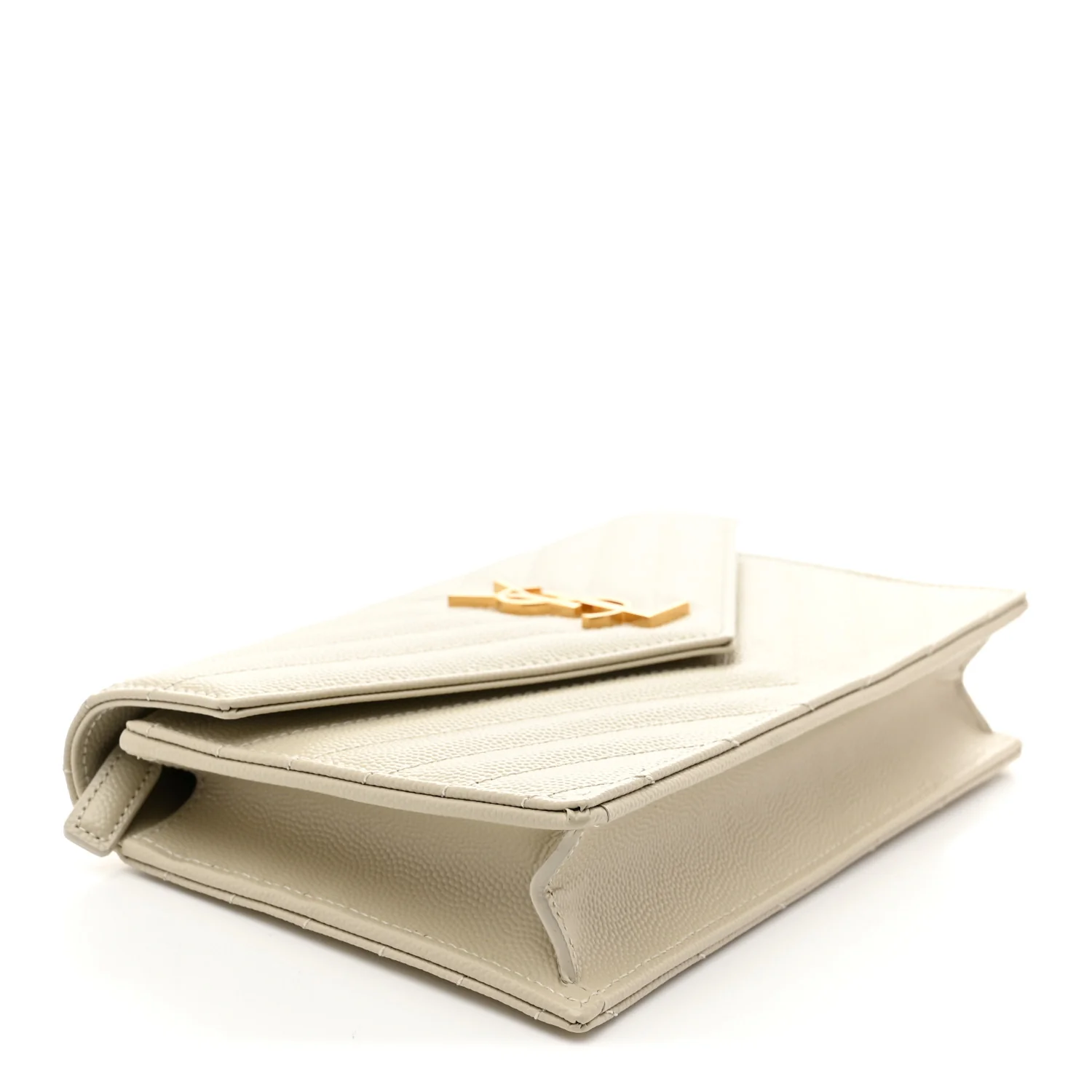 Grain De Poudre Matelasse Chevron Monogram Envelope Chain Wallet Crema Soft - Top Club