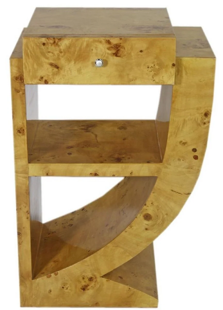 Art Deco side table set light brown 50 x 40 x H. 75 cm - root wood side tables with drawer - bedside tables - luxury quality