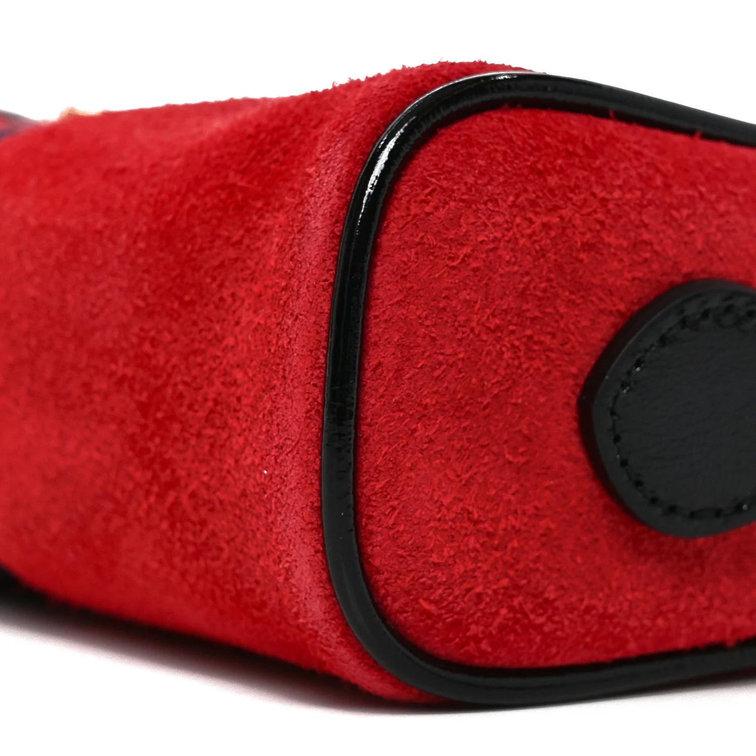 Suede Patent Web Mini Ophidia Shoulder Bag Hibiscus Red Black - Top Club