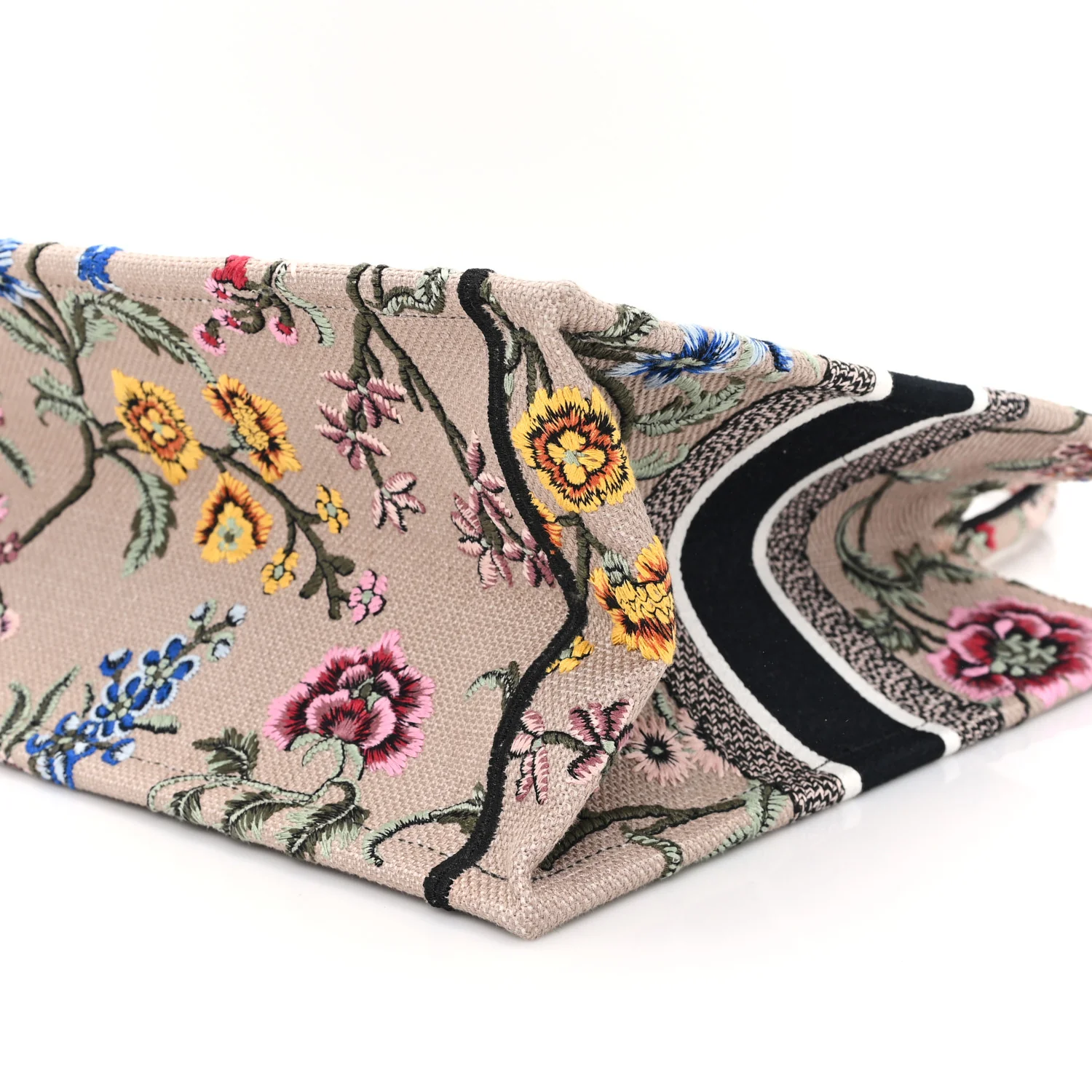 Canvas Embroidered Petites Fleurs Medium Book Tote Rose Multicolor - Top Club