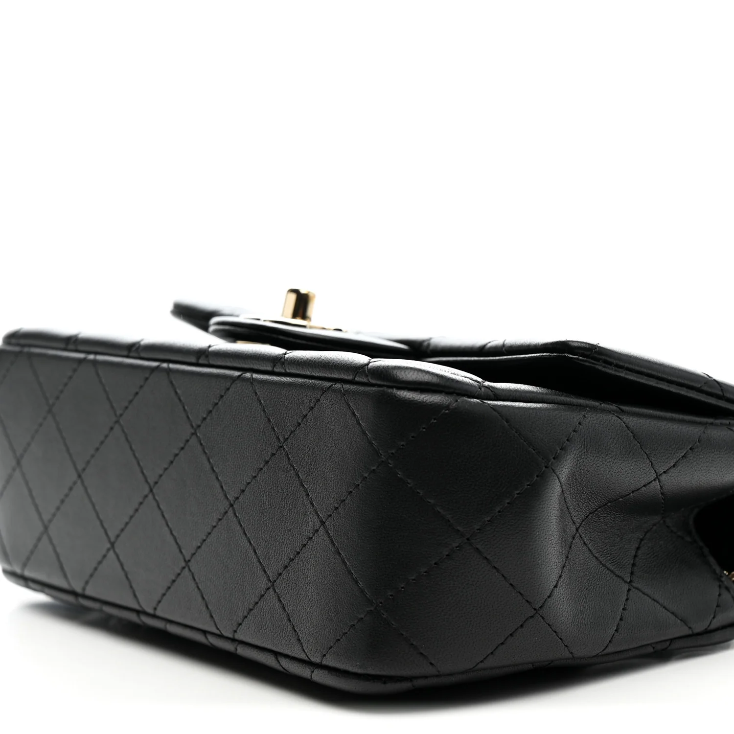 Lambskin Quilted Mini Top Handle Rectangular Flap Black - Top Club
