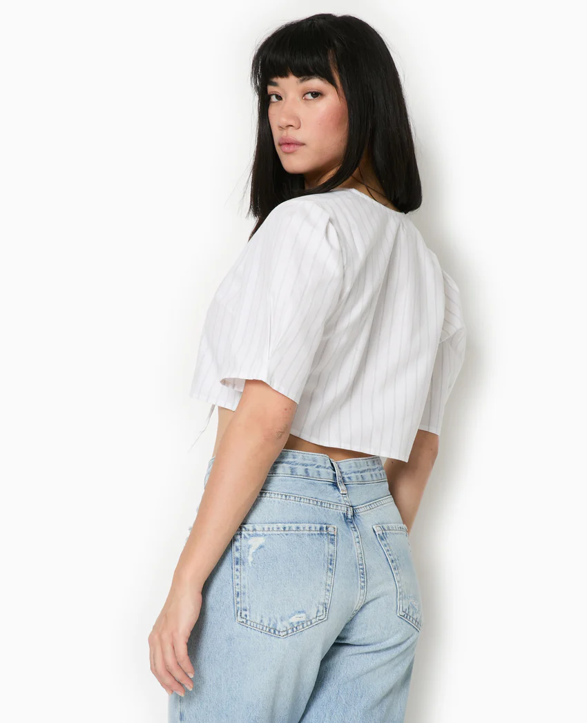 Pimkie Blouse courte rayée avec nouettes